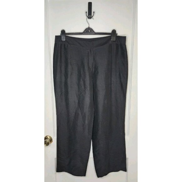 Eileen Fisher 100% Silk Sz XL Wide Leg Dress Pant Black Classic Party Career - Picture 1 of 6